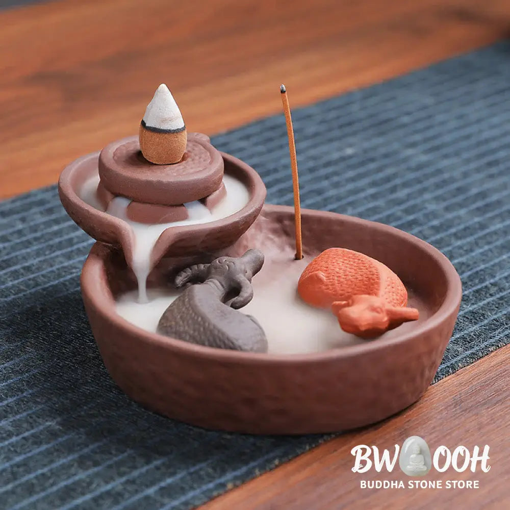 BWOOOH ceramic incense burner - Koi Fish Ox Purple Clay Ceramic Inc