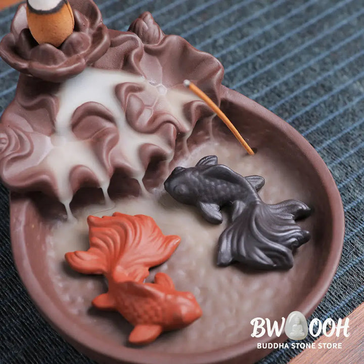 BWOOOH ceramic incense burner - Koi Fish Ox Purple Clay Ceramic Inc