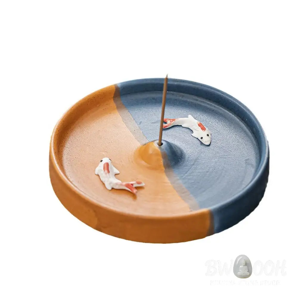 BWOOOH ceramic incense burner - Koi Fish Pattern Spiritual Healing 
