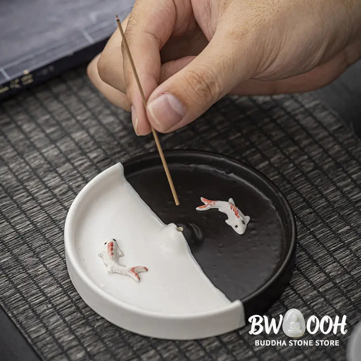 BWOOOH ceramic incense burner - Koi Fish Pattern Spiritual Healing 