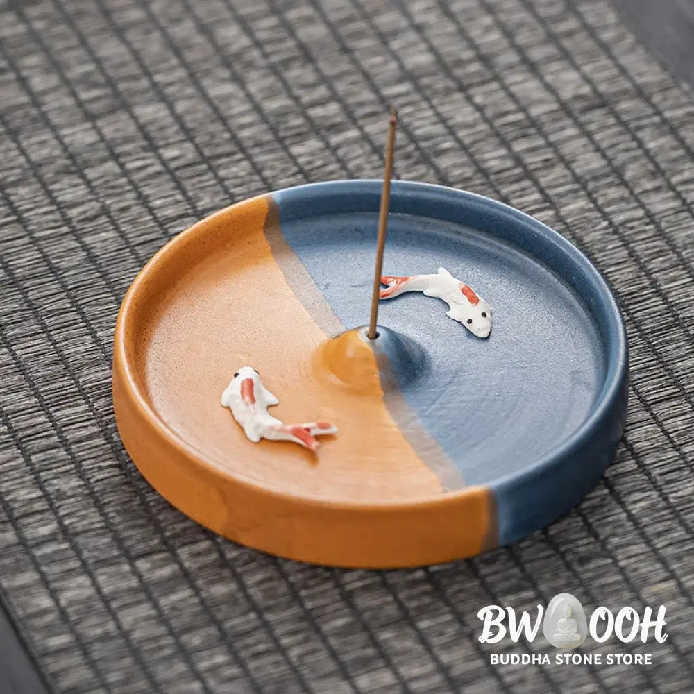 BWOOOH ceramic incense burner - Koi Fish Pattern Spiritual Healing 
