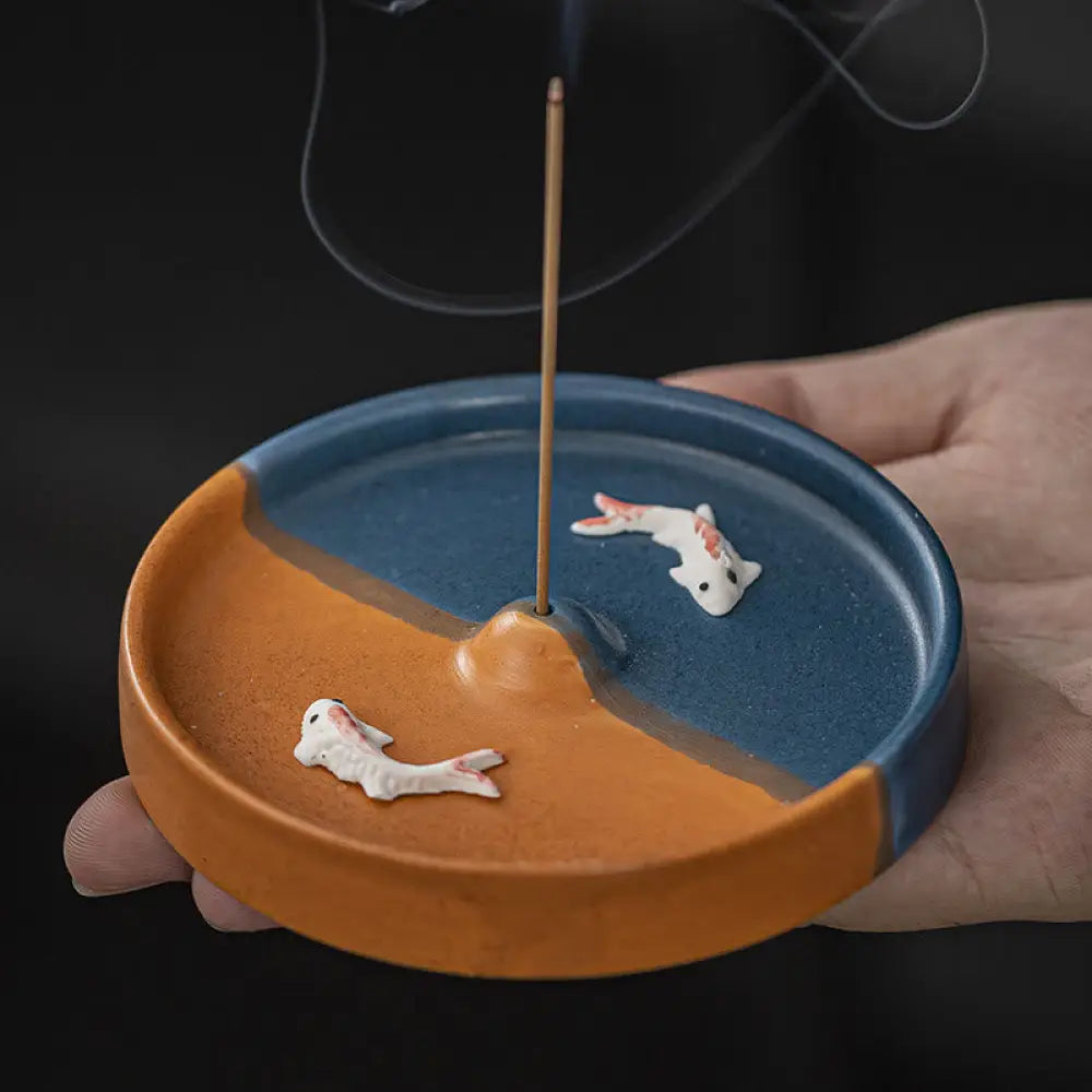 BWOOOH ceramic incense burner - Koi Fish Pattern Spiritual Healing 