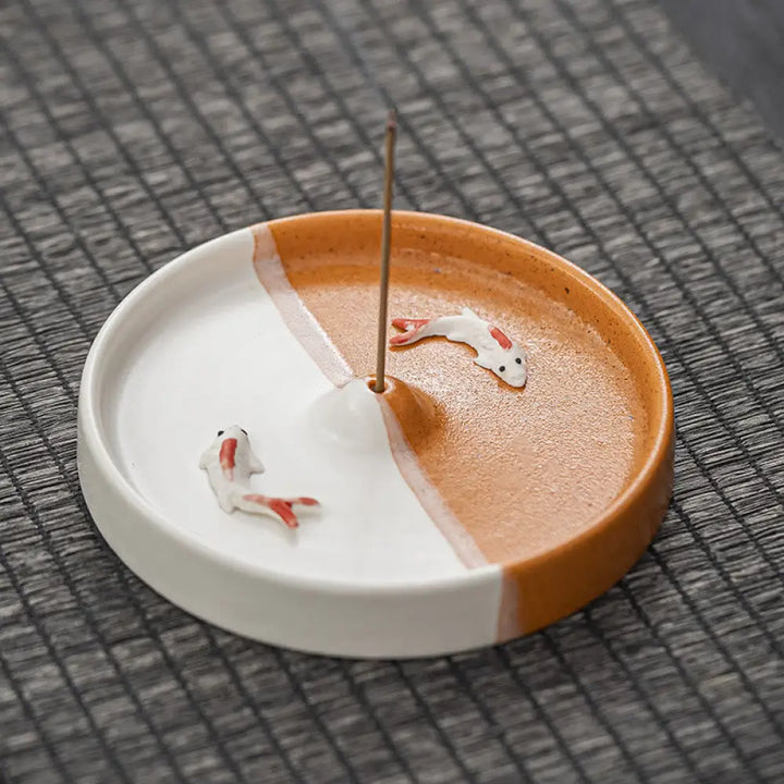 BWOOOH ceramic incense burner - Koi Fish Pattern Spiritual Healing 