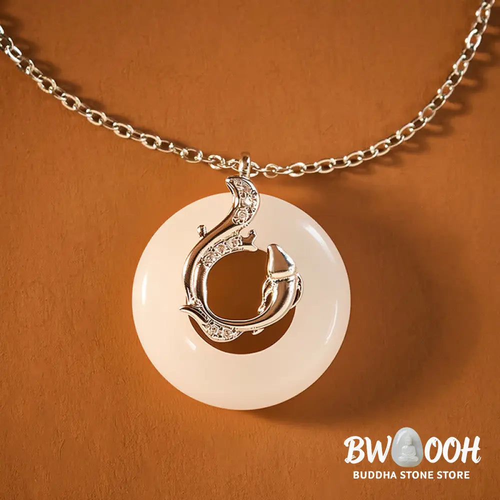 Buddha Stones Koi Fish Peace Buckle Auspicious Necklace Pendant - BWOOOH - Koi Fish Peace Buckle - Necklaces &amp; Pendants