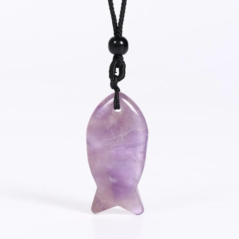Buddha Stones Koi Fish Pink Crystal Indian Agate Amethyst Topaz Red Jasper Success Warmth Necklace Pendant - BWOOOH