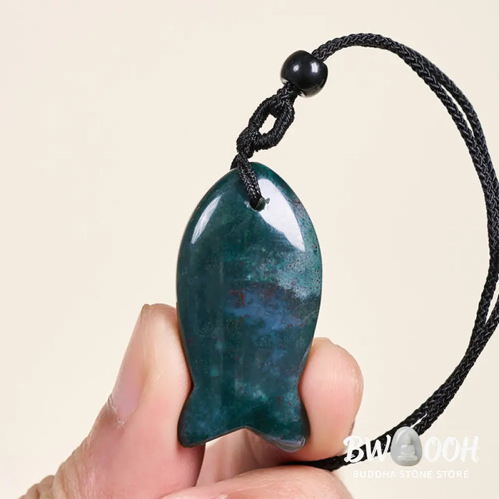 Buddha Stones Koi Fish Pink Crystal Indian Agate Amethyst Topaz Red Jasper Success Warmth Necklace Pendant - BWOOOH