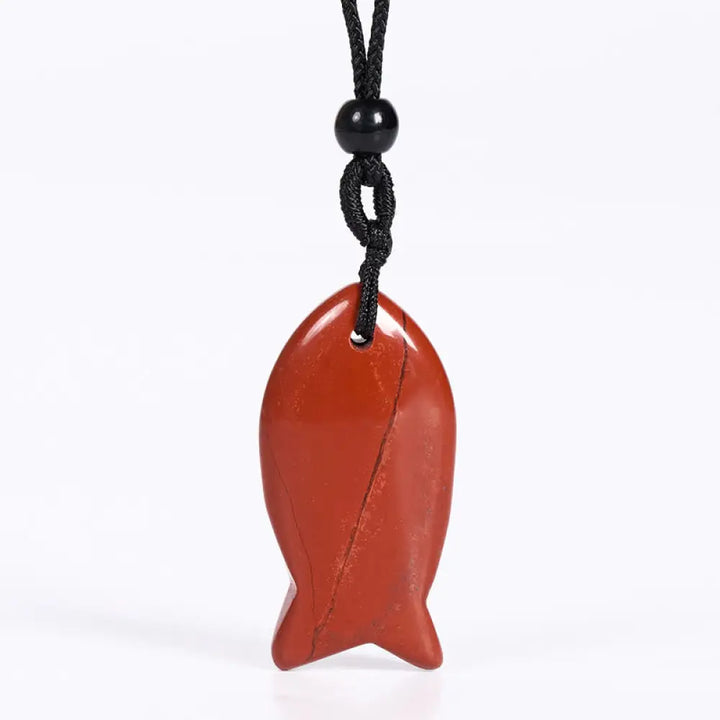 Buddha Stones Koi Fish Pink Crystal Indian Agate Amethyst Topaz Red Jasper Success Warmth Necklace Pendant - BWOOOH