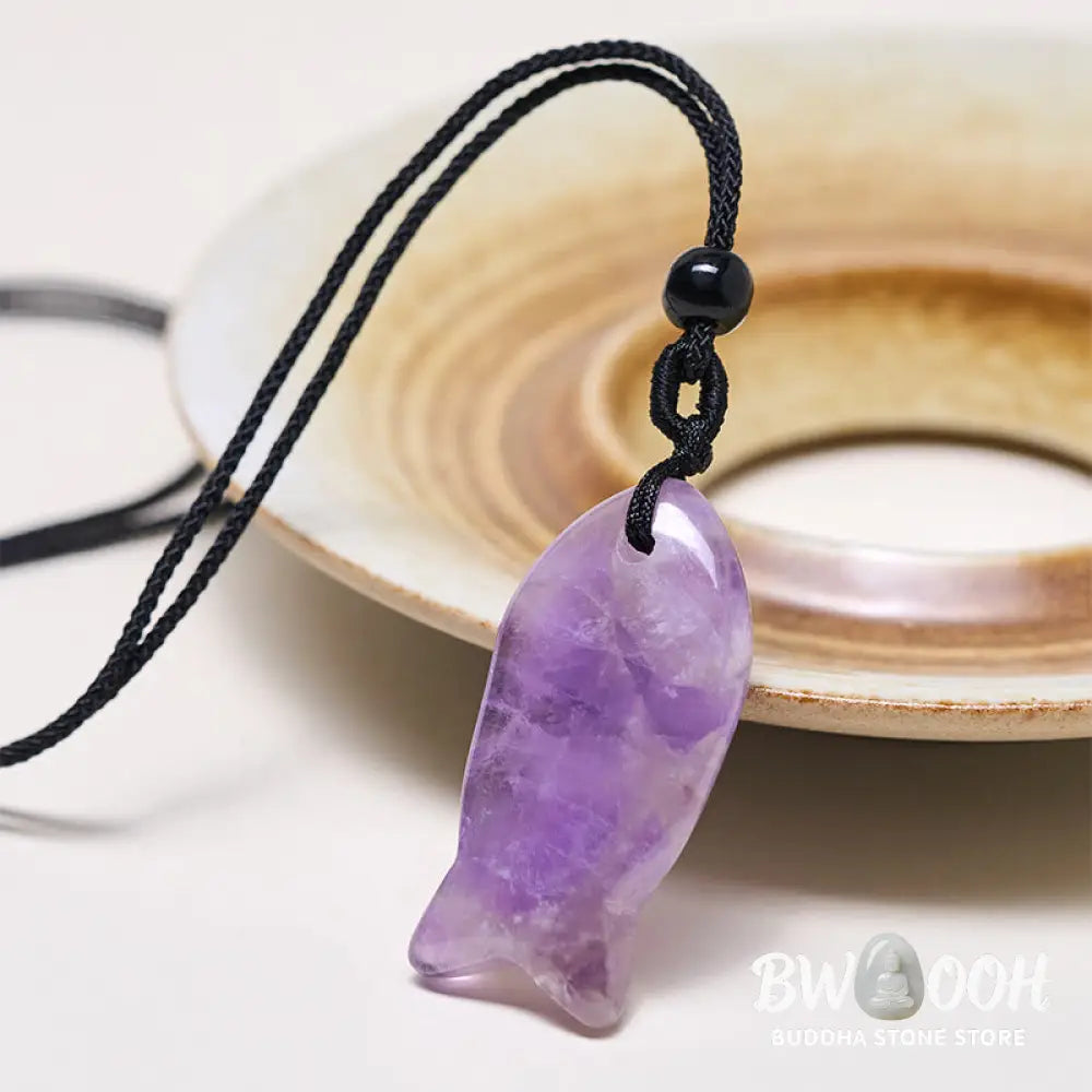 Buddha Stones Koi Fish Pink Crystal Indian Agate Amethyst Topaz Red Jasper Success Warmth Necklace Pendant - BWOOOH