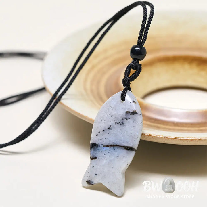 Buddha Stones Koi Fish Pink Crystal Indian Agate Amethyst Topaz Red Jasper Success Warmth Necklace Pendant - BWOOOH