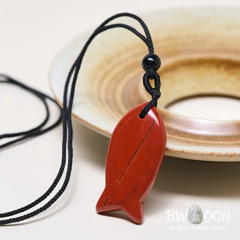 Buddha Stones Koi Fish Pink Crystal Indian Agate Amethyst Topaz Red Jasper Success Warmth Necklace Pendant - BWOOOH
