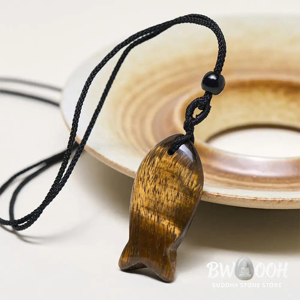 Buddha Stones Koi Fish Pink Crystal Indian Agate Amethyst Topaz Red Jasper Success Warmth Necklace Pendant - BWOOOH