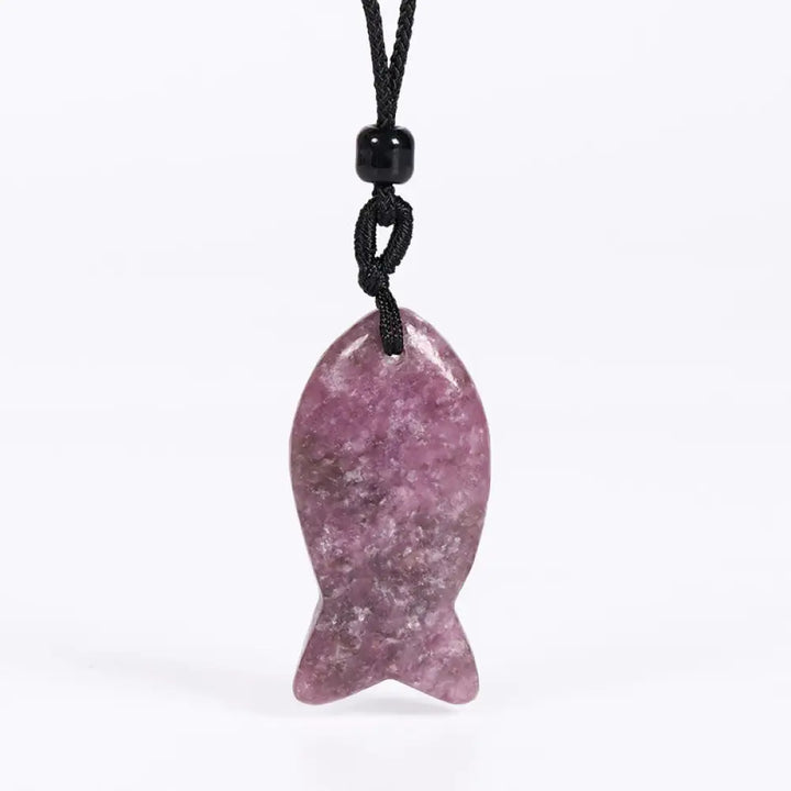 Buddha Stones Koi Fish Pink Crystal Indian Agate Amethyst Topaz Red Jasper Success Warmth Necklace Pendant - BWOOOH