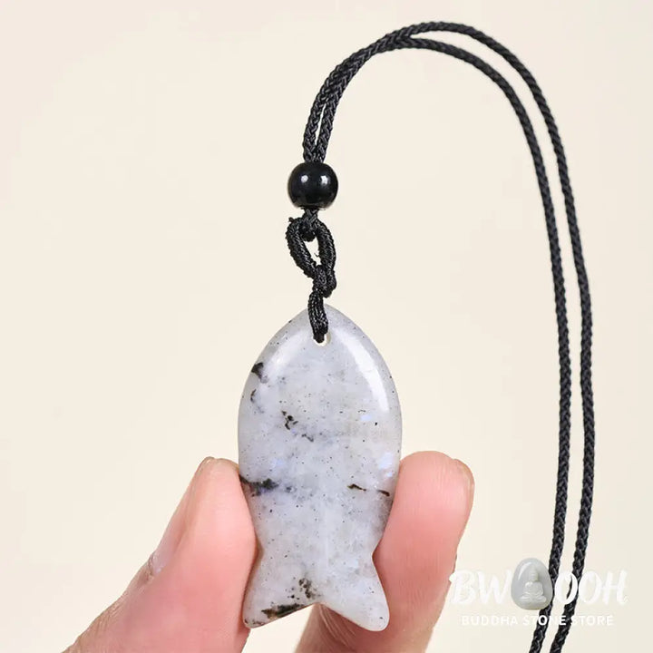Buddha Stones Koi Fish Pink Crystal Indian Agate Amethyst Topaz Red Jasper Success Warmth Necklace Pendant - BWOOOH