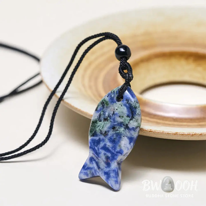 Buddha Stones Koi Fish Pink Crystal Indian Agate Amethyst Topaz Red Jasper Success Warmth Necklace Pendant - BWOOOH