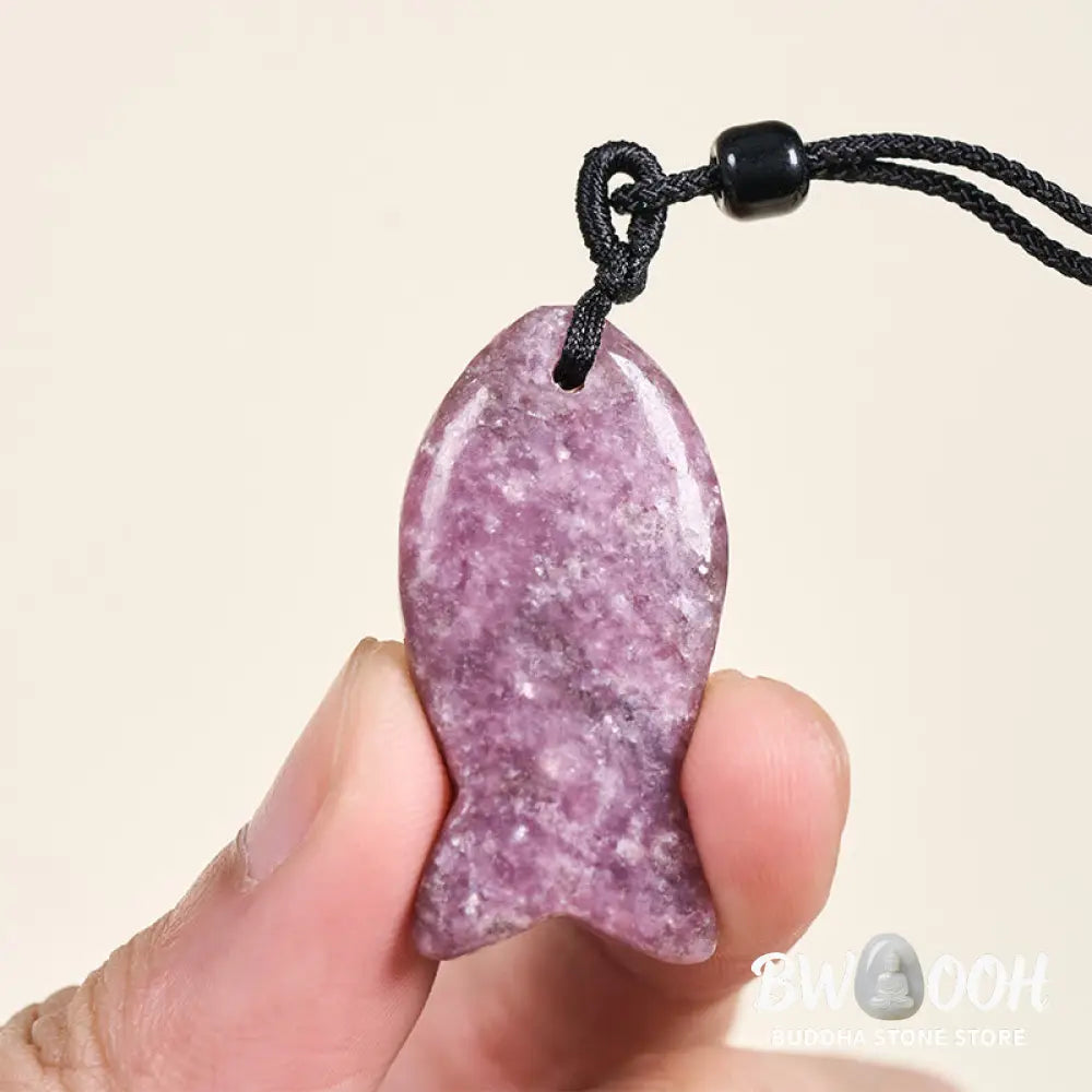 Buddha Stones Koi Fish Pink Crystal Indian Agate Amethyst Topaz Red Jasper Success Warmth Necklace Pendant - BWOOOH