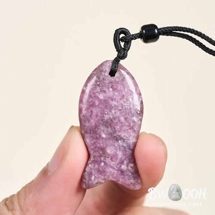 Buddha Stones Koi Fish Pink Crystal Indian Agate Amethyst Topaz Red Jasper Success Warmth Necklace Pendant - BWOOOH