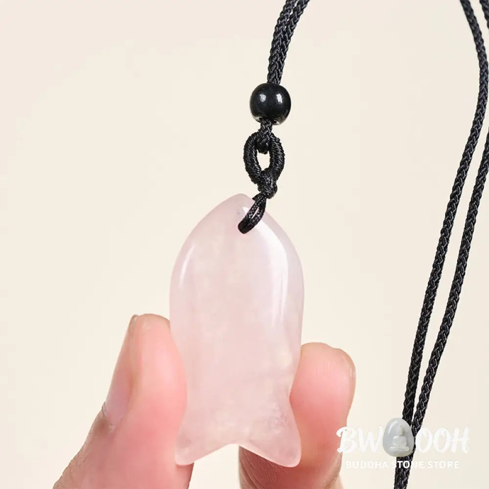 Buddha Stones Koi Fish Pink Crystal Indian Agate Amethyst Topaz Red Jasper Success Warmth Necklace Pendant - BWOOOH