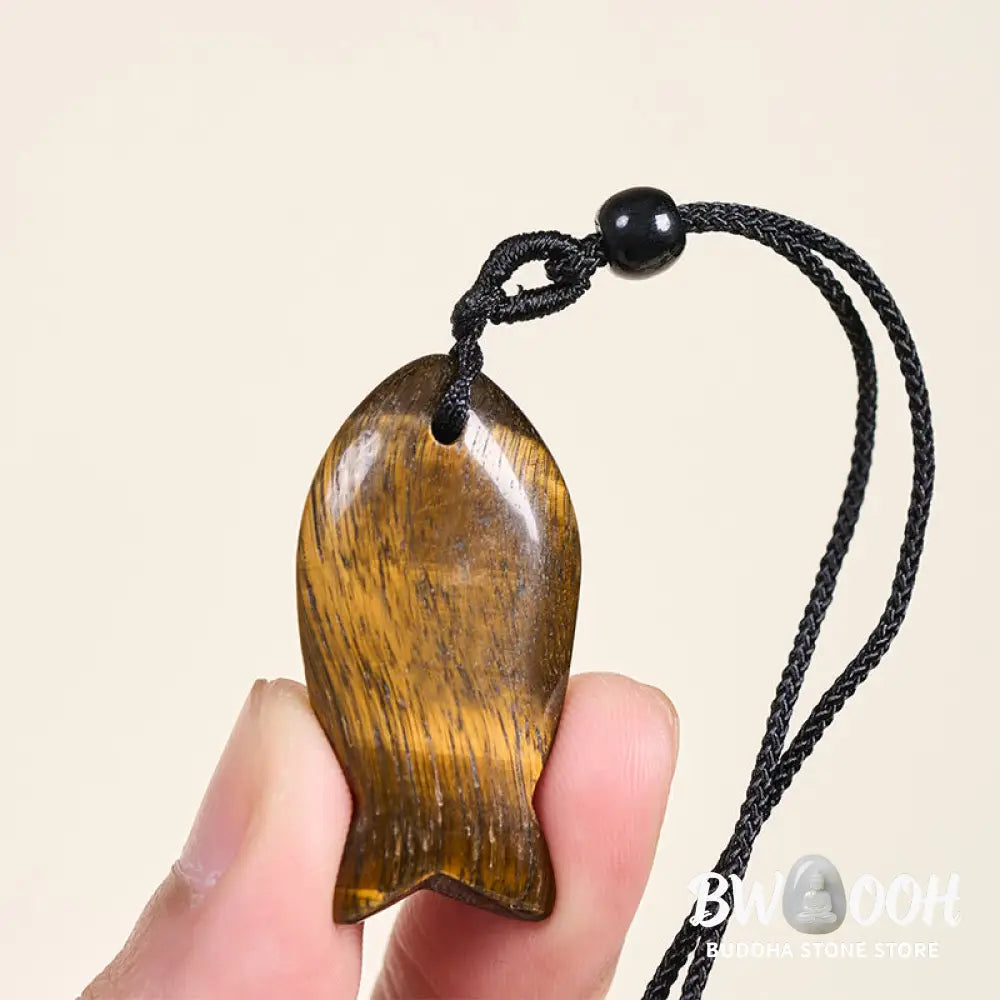 Buddha Stones Koi Fish Pink Crystal Indian Agate Amethyst Topaz Red Jasper Success Warmth Necklace Pendant - BWOOOH