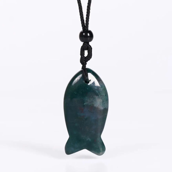Buddha Stones Koi Fish Pink Crystal Indian Agate Amethyst Topaz Red Jasper Success Warmth Necklace Pendant - BWOOOH
