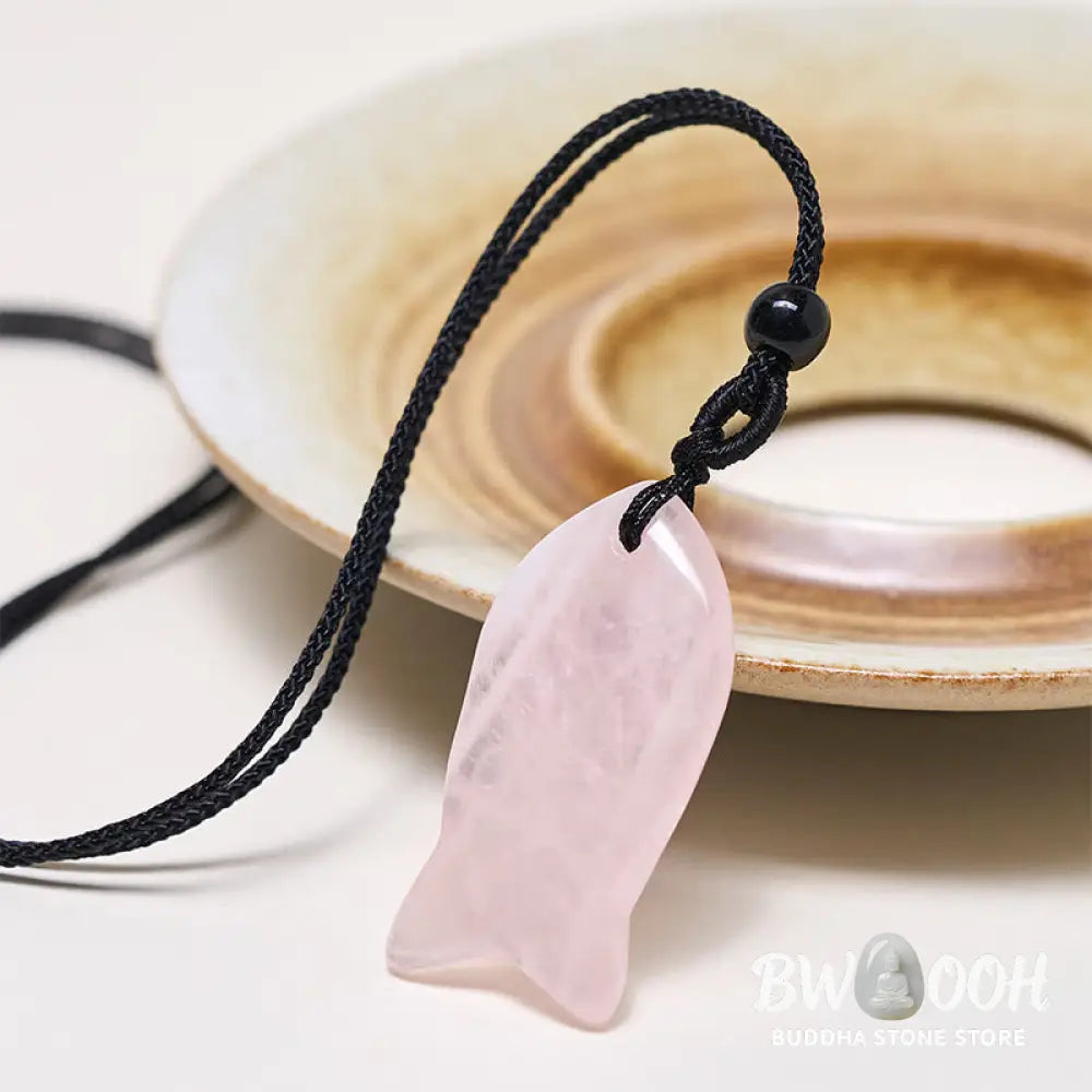 Buddha Stones Koi Fish Pink Crystal Indian Agate Amethyst Topaz Red Jasper Success Warmth Necklace Pendant - BWOOOH