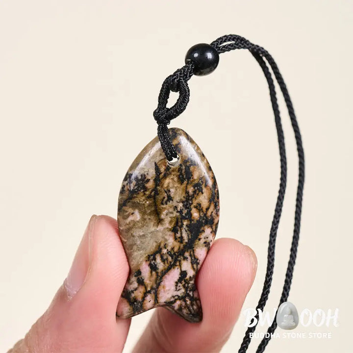 Buddha Stones Koi Fish Pink Crystal Indian Agate Amethyst Topaz Red Jasper Success Warmth Necklace Pendant - BWOOOH