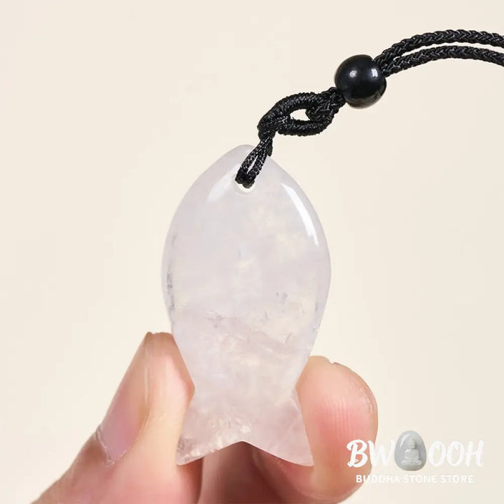 Buddha Stones Koi Fish Pink Crystal Indian Agate Amethyst Topaz Red Jasper Success Warmth Necklace Pendant - BWOOOH