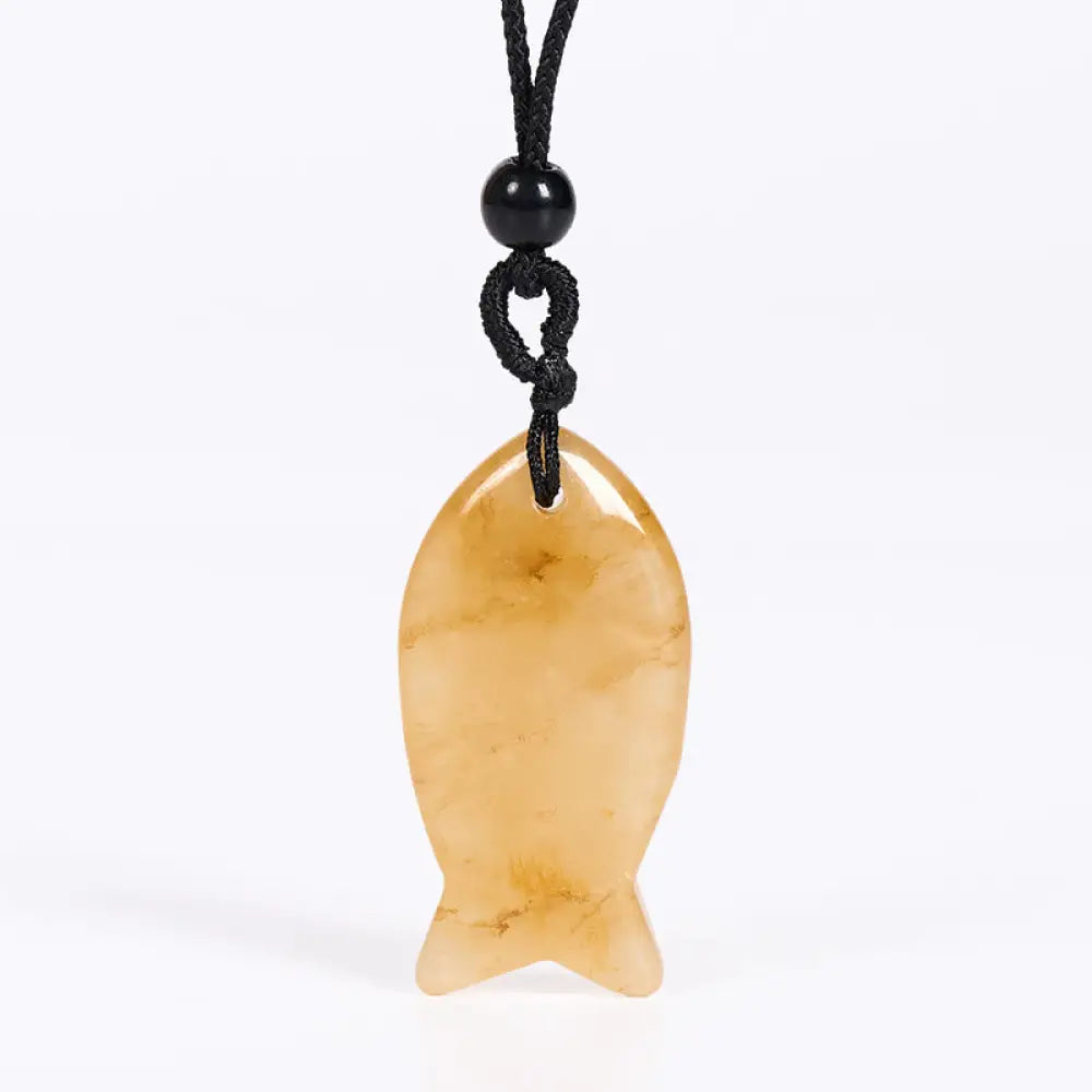 Buddha Stones Koi Fish Pink Crystal Indian Agate Amethyst Topaz Red Jasper Success Warmth Necklace Pendant - BWOOOH