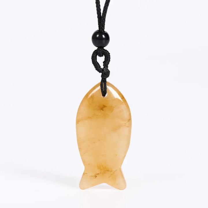 Buddha Stones Koi Fish Pink Crystal Indian Agate Amethyst Topaz Red Jasper Success Warmth Necklace Pendant - BWOOOH