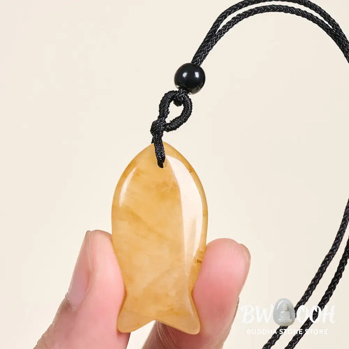 Buddha Stones Koi Fish Pink Crystal Indian Agate Amethyst Topaz Red Jasper Success Warmth Necklace Pendant - BWOOOH