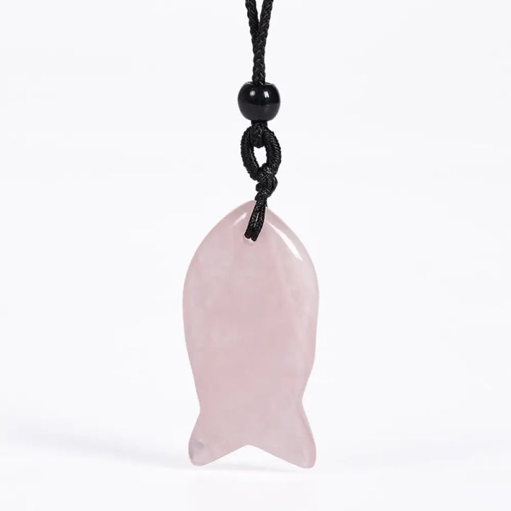 Buddha Stones Koi Fish Pink Crystal Indian Agate Amethyst Topaz Red Jasper Success Warmth Necklace Pendant - BWOOOH