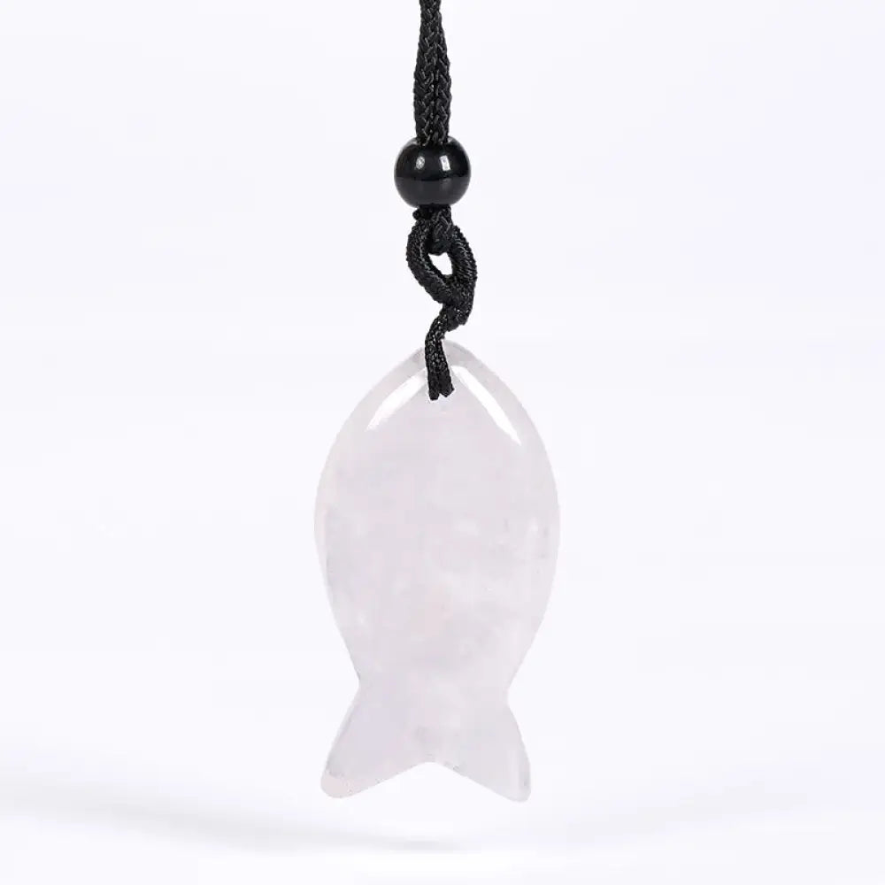 Buddha Stones Koi Fish Pink Crystal Indian Agate Amethyst Topaz Red Jasper Success Warmth Necklace Pendant - BWOOOH