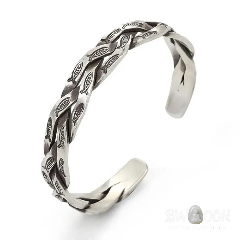 Buddha Stones Koi Fish Twisted Design Luck Wealth Cuff Bracelet Bangle - Koi Fish(Luck♥Prosperity) - Bracelet Bangle