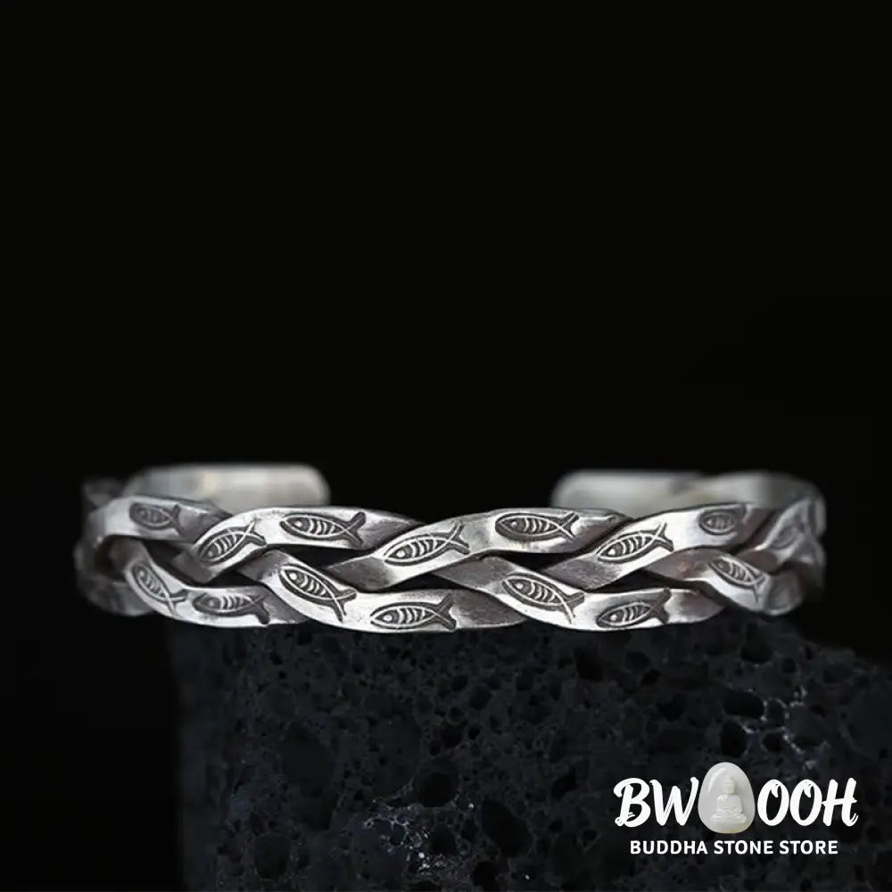 Buddha Stones Koi Fish Twisted Design Luck Wealth Cuff Bracelet Bangle - Koi Fish(Luck♥Prosperity) - Bracelet Bangle