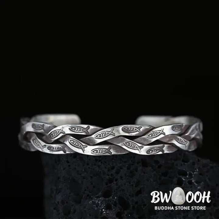 Buddha Stones Koi Fish Twisted Design Luck Wealth Cuff Bracelet Bangle - Koi Fish(Luck♥Prosperity) - Bracelet Bangle
