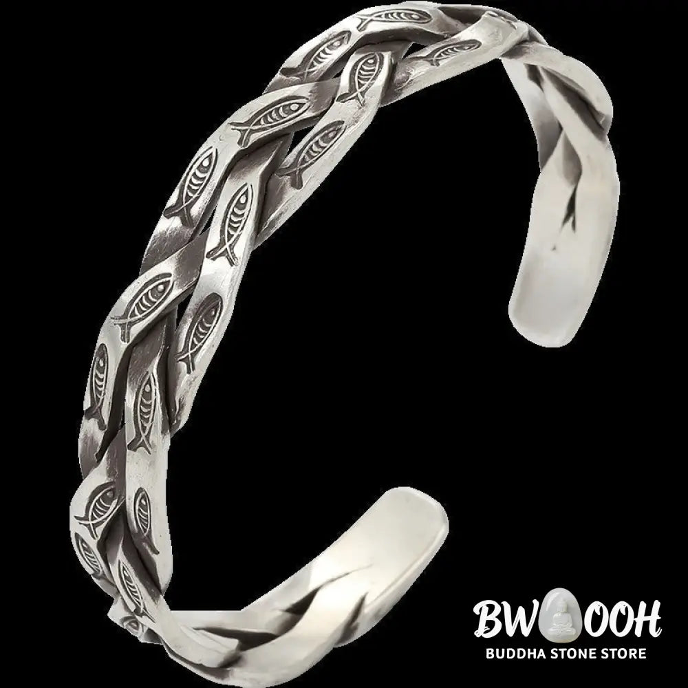 Buddha Stones Koi Fish Twisted Design Luck Wealth Cuff Bracelet Bangle - Koi Fish(Luck♥Prosperity) - Bracelet Bangle