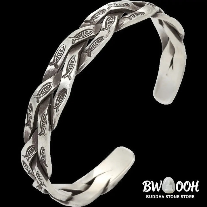 Buddha Stones Koi Fish Twisted Design Luck Wealth Cuff Bracelet Bangle - Koi Fish(Luck♥Prosperity) - Bracelet Bangle