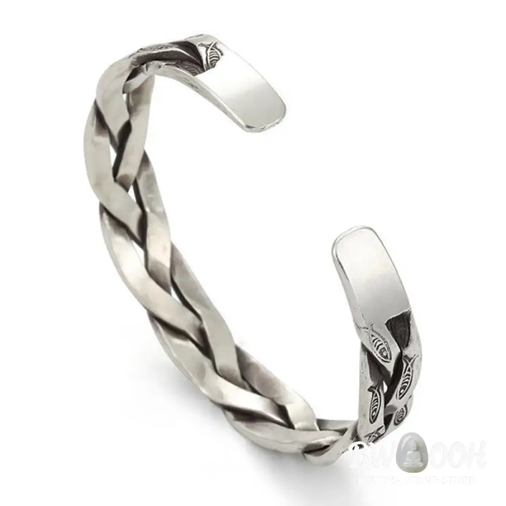Buddha Stones Koi Fish Twisted Design Luck Wealth Cuff Bracelet Bangle - Koi Fish(Luck♥Prosperity) - Bracelet Bangle