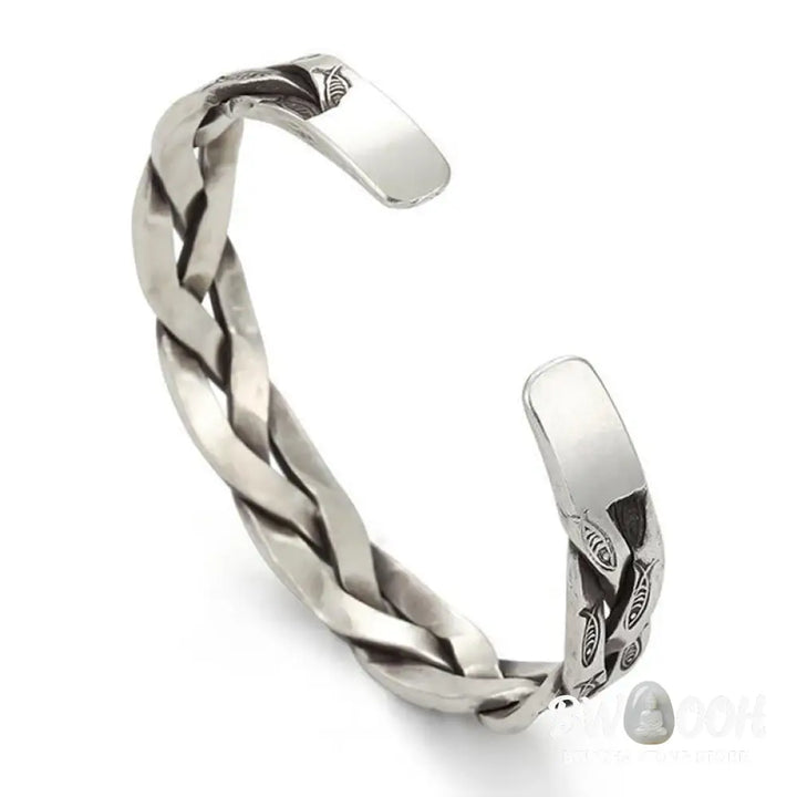 Buddha Stones Koi Fish Twisted Design Luck Wealth Cuff Bracelet Bangle - Koi Fish(Luck♥Prosperity) - Bracelet Bangle