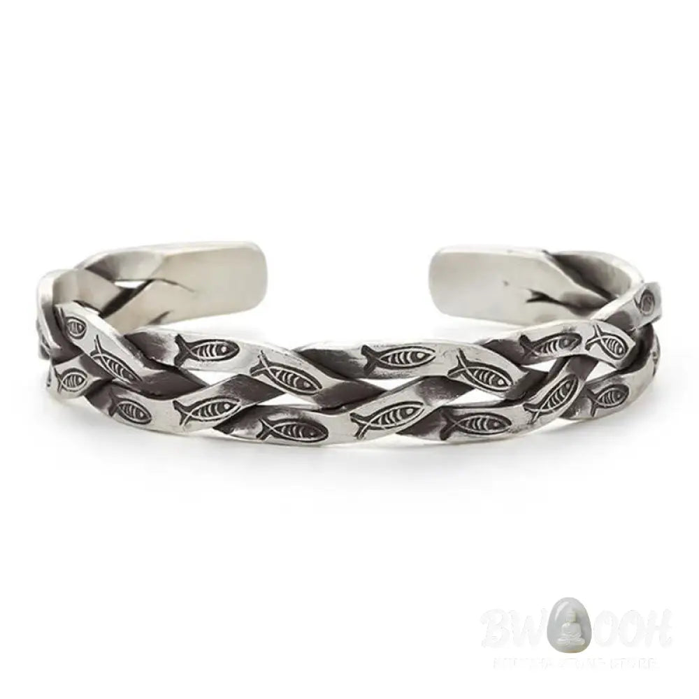 Buddha Stones Koi Fish Twisted Design Luck Wealth Cuff Bracelet Bangle - Koi Fish(Luck♥Prosperity) - Bracelet Bangle