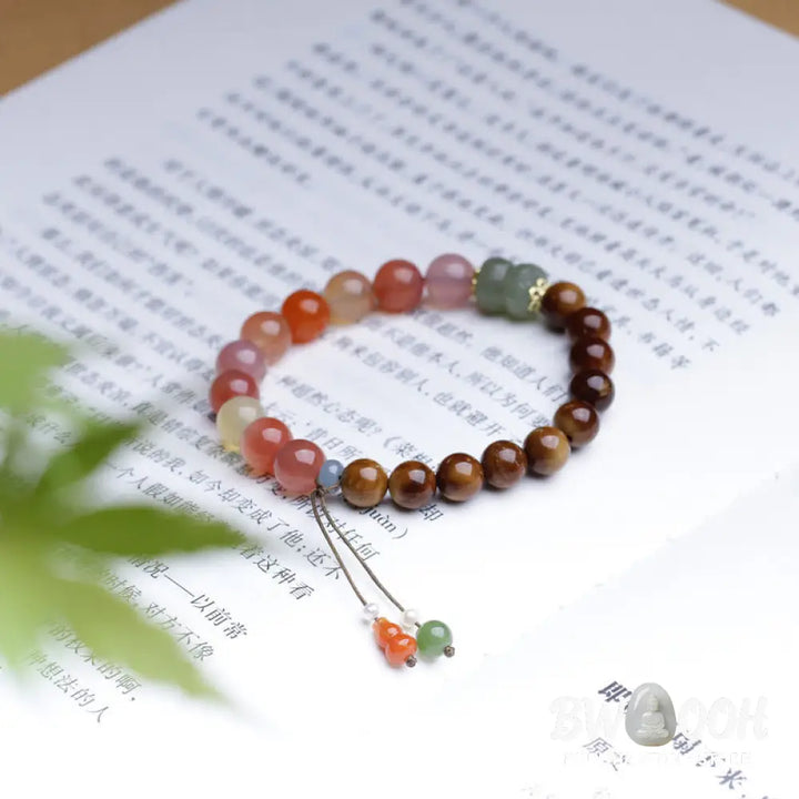 Buddha Stones Kuka Seed Yanyuan Agate Hetian Jade Wealth Protection Bracelet - BWOOOH - Kuka Seed&amp;Yanyuan Agate(Wrist