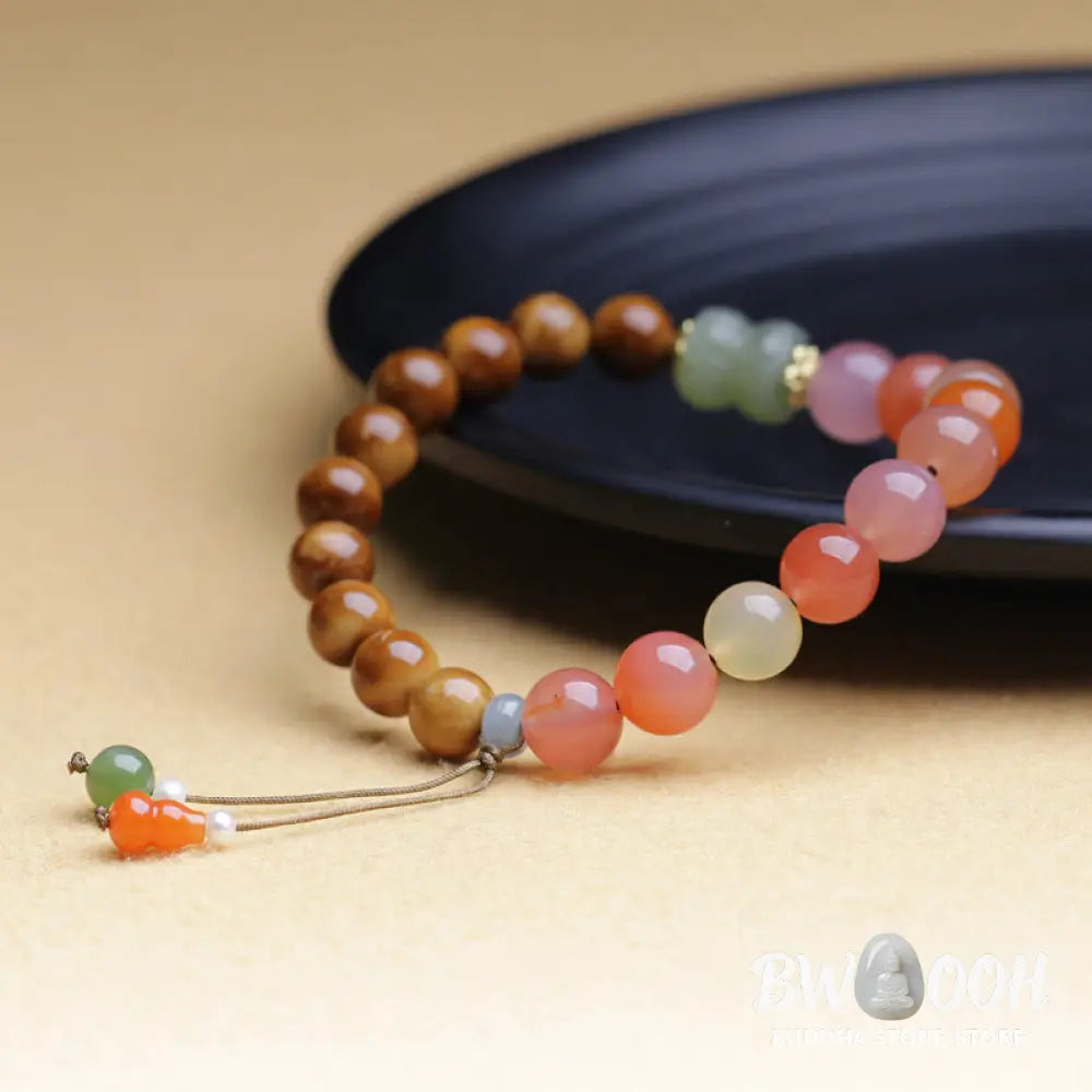 Buddha Stones Kuka Seed Yanyuan Agate Hetian Jade Wealth Protection Bracelet - BWOOOH - Kuka Seed&amp;Yanyuan Agate(Wrist