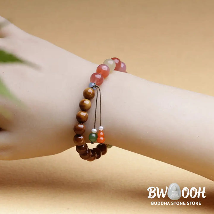 Buddha Stones Kuka Seed Yanyuan Agate Hetian Jade Wealth Protection Bracelet - BWOOOH - Kuka Seed&amp;Yanyuan Agate(Wrist