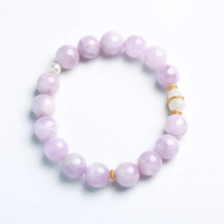 BWOOOH Kunzite Hetian White Jade Gourd Love Spiritual Growth Bracelet - BWOOOH - Kunzite (Love ♥ Positive)