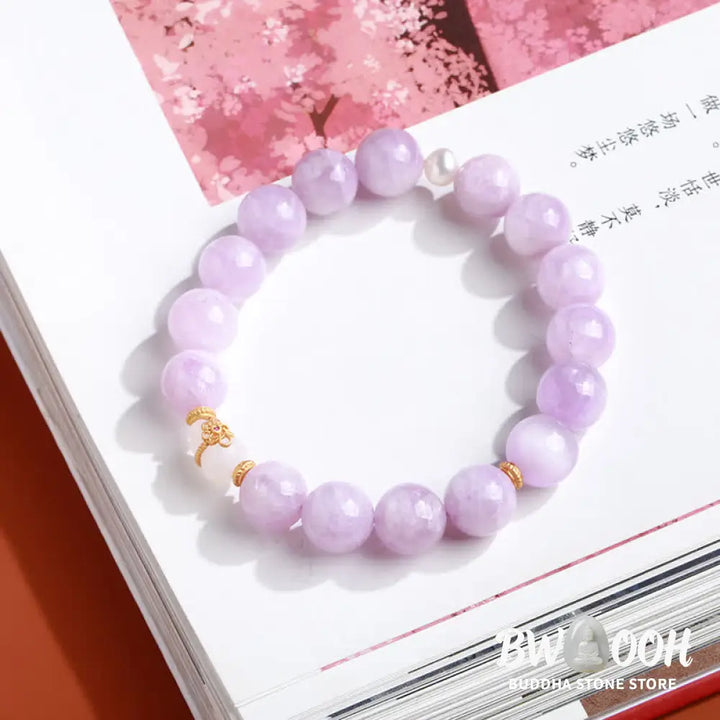 Buddha Stones Kunzite Hetian White Jade Gourd Love Spiritual Growth Bracelet - BWOOOH - Kunzite (Love ♥ Positive)