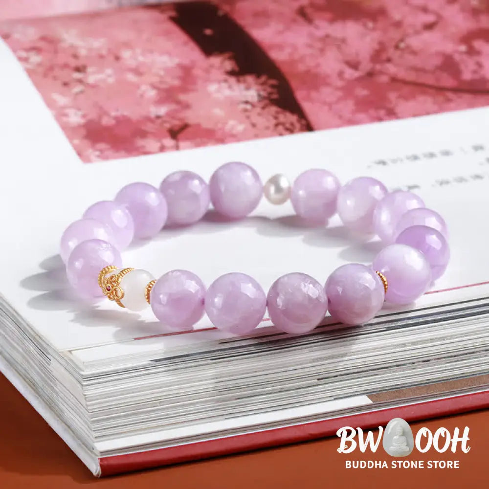 Buddha Stones Kunzite Hetian White Jade Gourd Love Spiritual Growth Bracelet - BWOOOH - Kunzite (Love ♥ Positive)