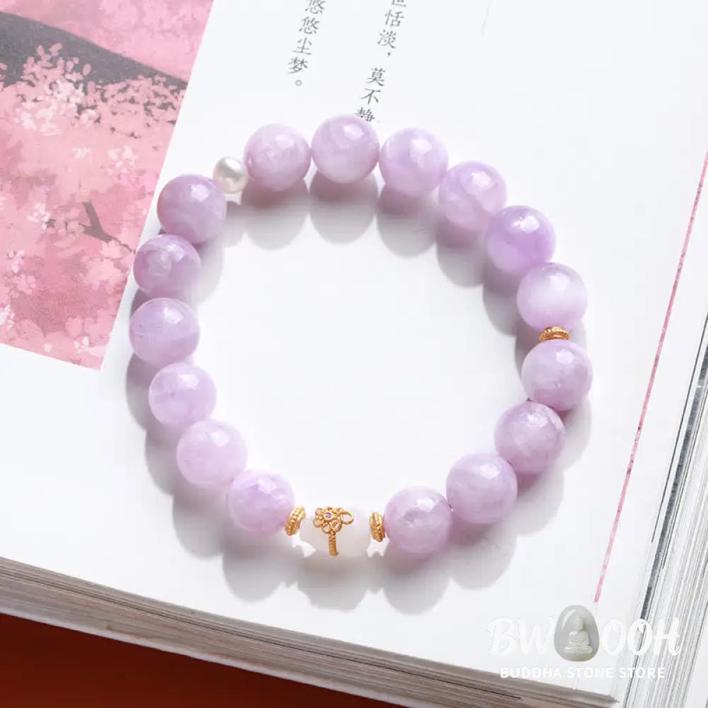 Buddha Stones Kunzite Hetian White Jade Gourd Love Spiritual Growth Bracelet - BWOOOH - Kunzite (Love ♥ Positive)