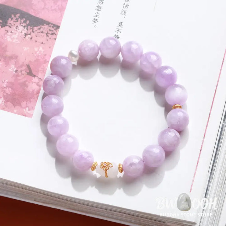 Buddha Stones Kunzite Hetian White Jade Gourd Love Spiritual Growth Bracelet - BWOOOH - Kunzite (Love ♥ Positive)