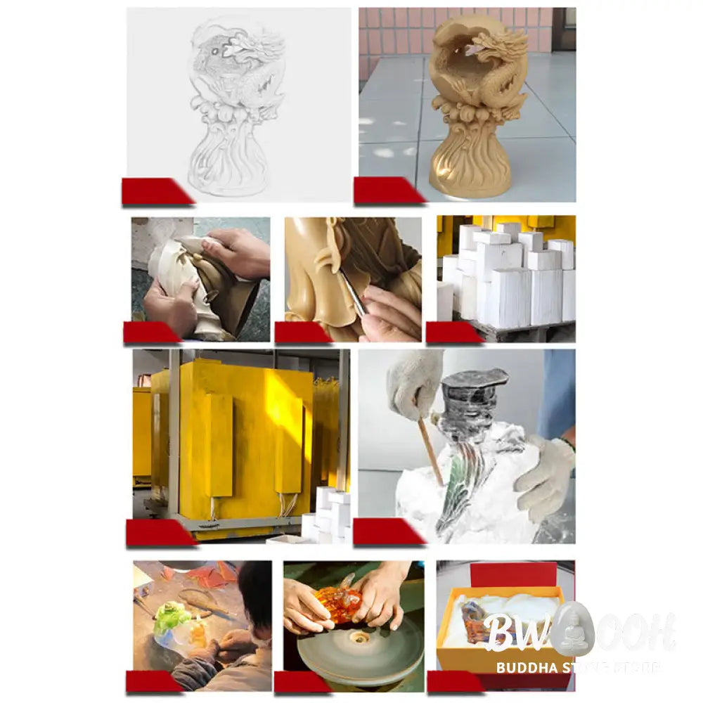 BWOOOH Kwan Yin Avalokitesvara Handmade Figurine Liuli Crystal Art Piece Wealth Statue Home Offering Decoration