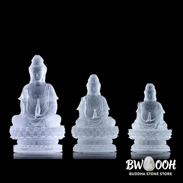BWOOOH Kwan Yin Avalokitesvara Handmade Figurine Liuli Crystal Art Piece Wealth Statue Home Offering Decoration