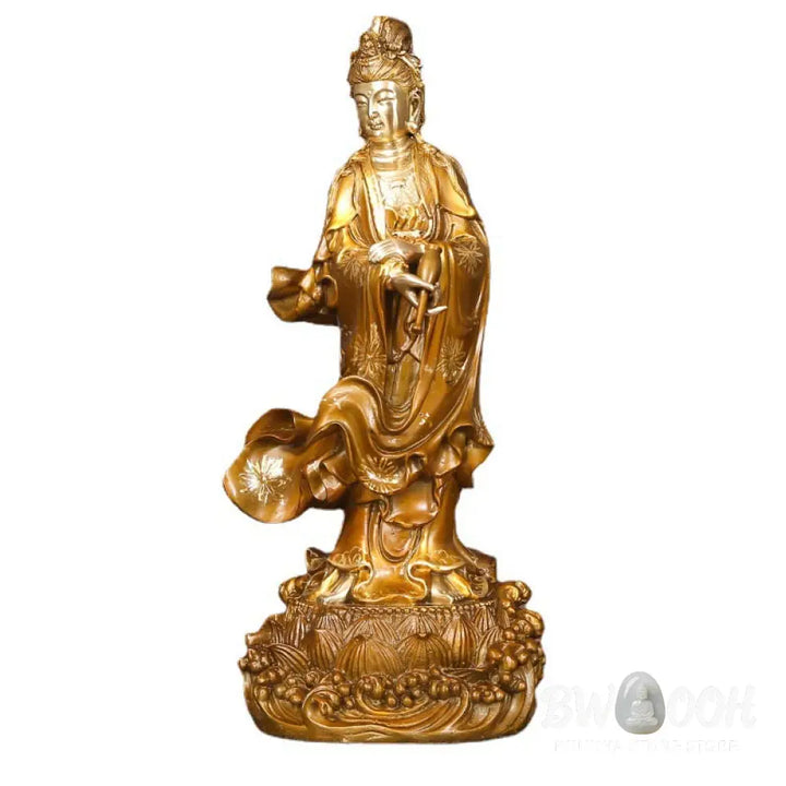 BWOOOH copper Kwan Yin statue - Kwan Yin Avalokitesvara Holding A V